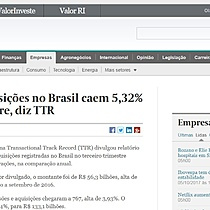 Fuses e aquisies no Brasil caem 5,32% no 3 trimestre, diz TTR